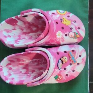 CROCS Pink and White Sandals with Comfort Fit and Perforated Design
